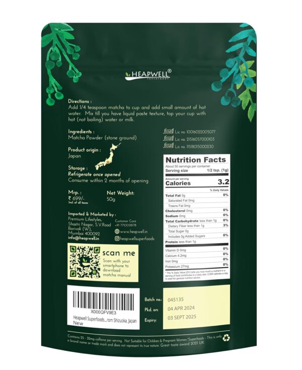 Heapwell Superfoods Japanese Matcha Green Tea Powder - Image 5